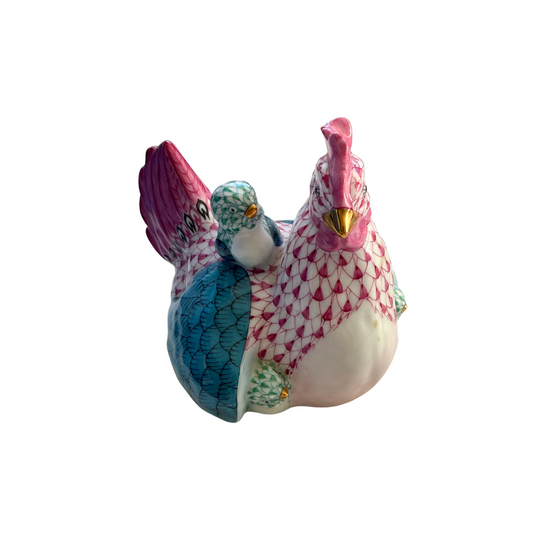 Raspberry Hen w/ 3 Chicks