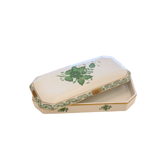 Chinese Bouquet Green Rectangle Box