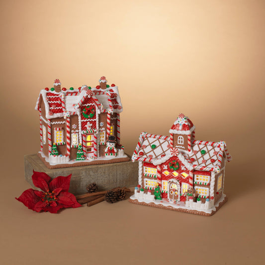 Lighted Gingerbread House 9.5"H