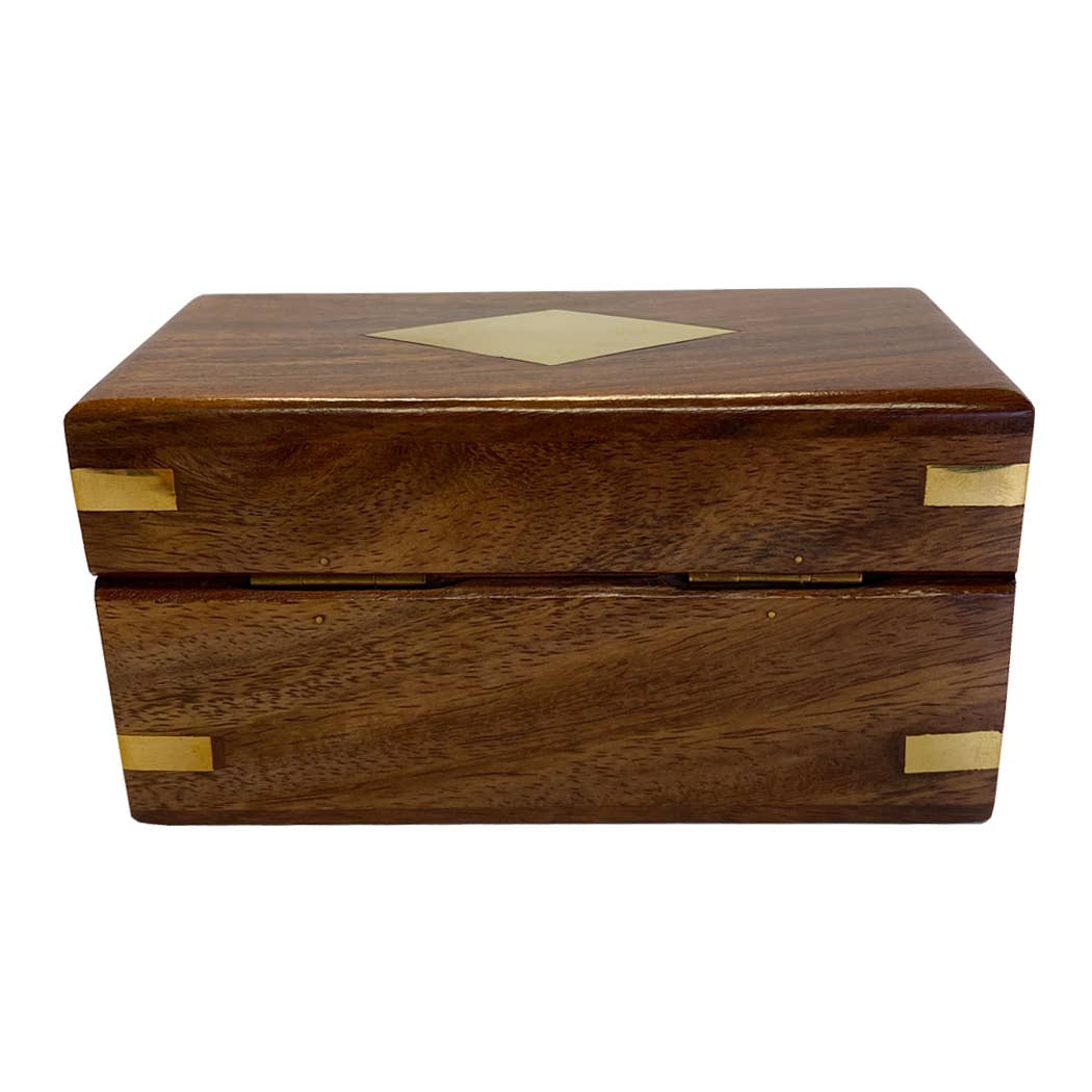 4-1/2" Wood Telescope Box with Brass Diamond Inlay