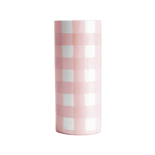 Gingham Column Vase: Pink