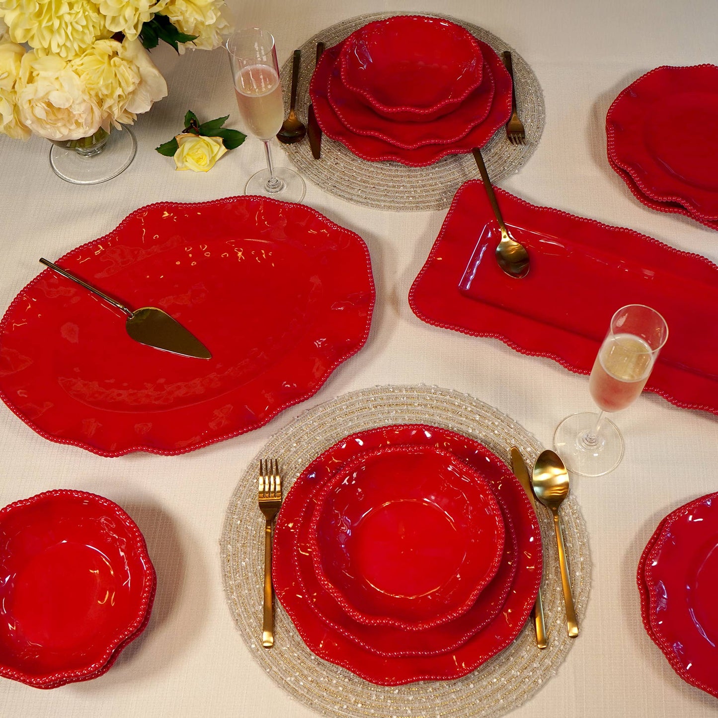 Perlette Oval Platter -Red- Melamine