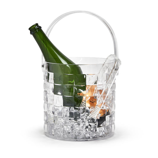 Cube Acrylic Ice Bucket w/ Tongs