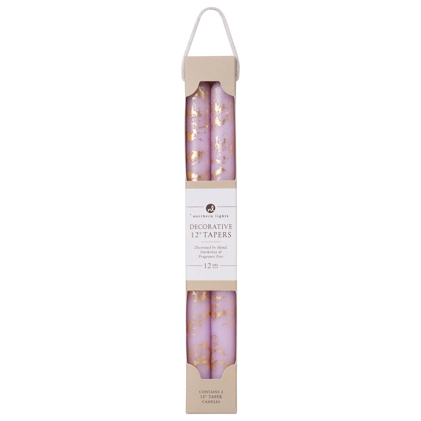 12" Decorative Taper 2pk: Petal w/ Gold