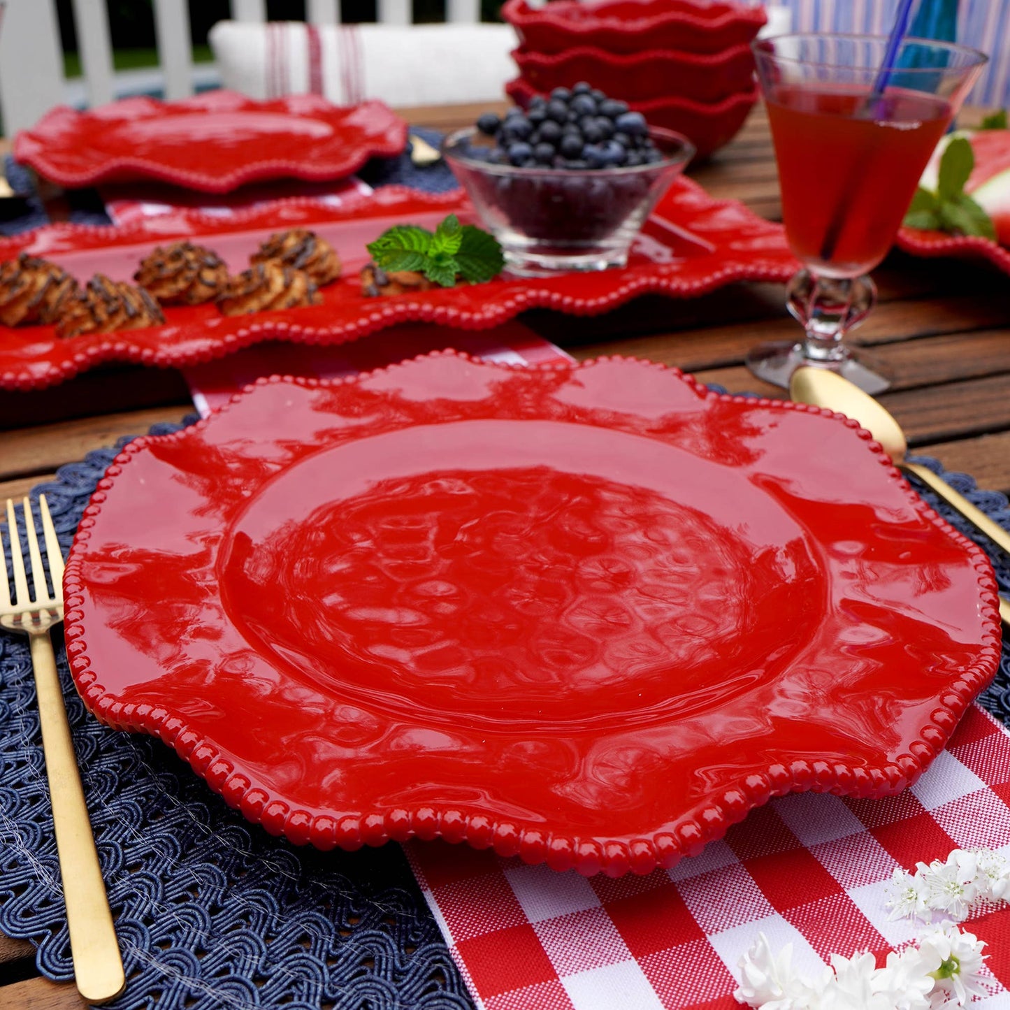 Perlette Rectangular Platter- Red- Melamine