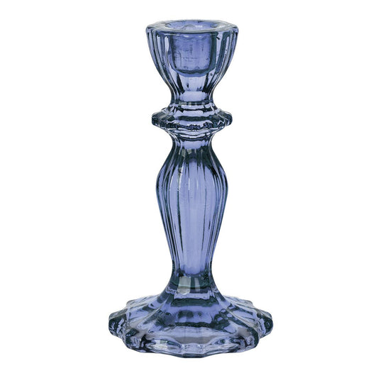 Pair of Navy Glass Candlestick Holders