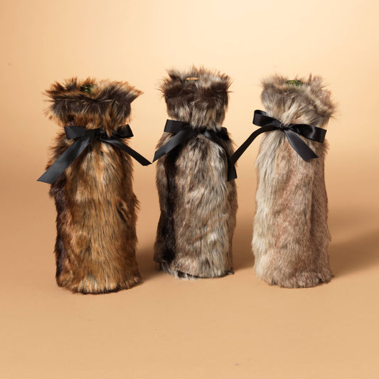 Faux Fur Wine Bottle Cover Asst.