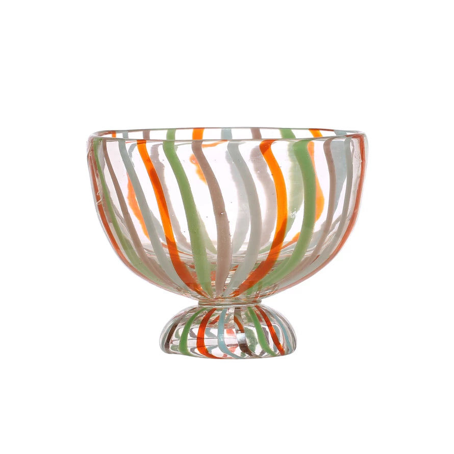 Hand-Painted Glass Footed Bowl -6-3/4"D x 6"H