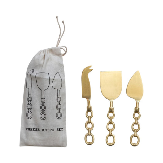Cheese Servers with Chain Shaped Handles S/3