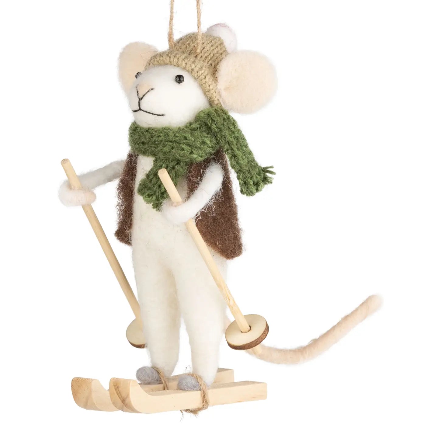 Felt Skiing Gn. Scarf Mouse Ornament