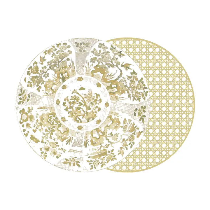Round Two Sided Canton Placemat: Taupe
