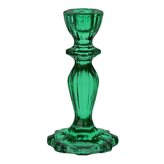 Pair of Dark Green Glass Candlesticks