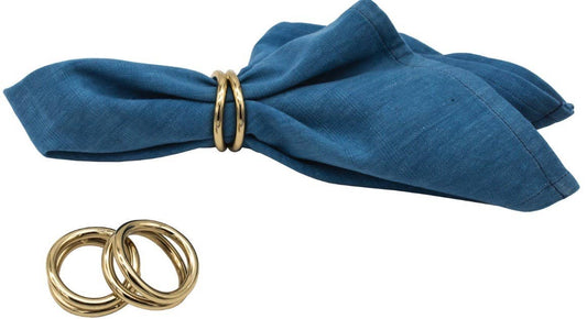 S/4 Gold Loop Napkin Rings: Gold / Stainless Steel