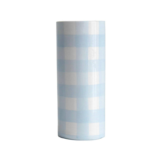 Gingham Column Vase: Hydrangea Blue