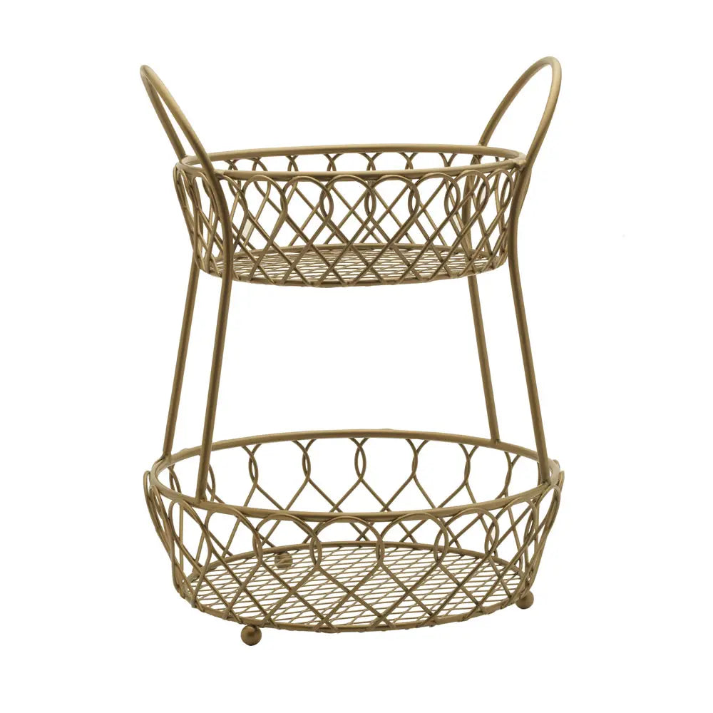 Lattice 2 Tier Gold Basket