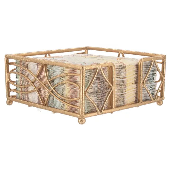 Wave Cocktail Napkin Caddy in Gold Leaf