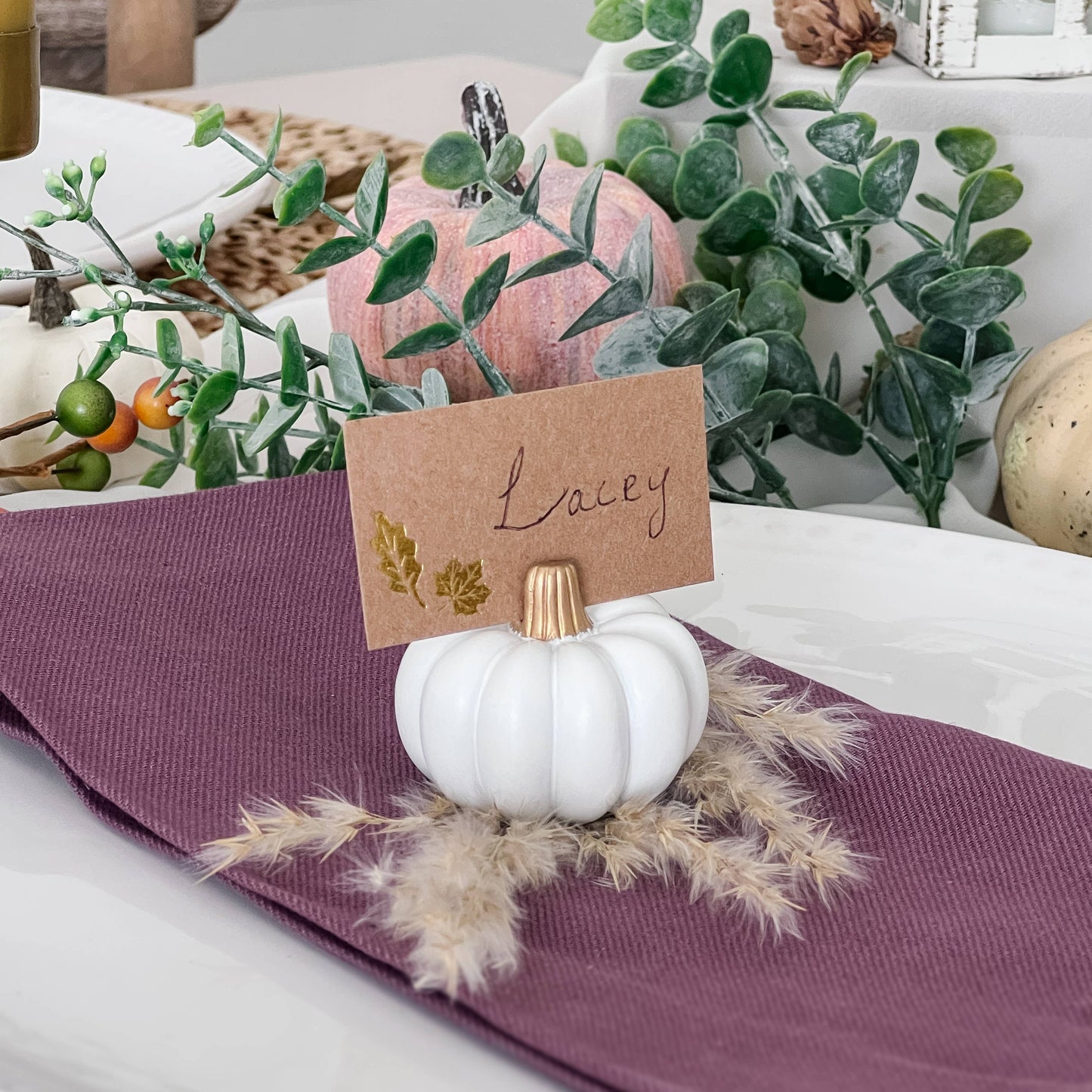 White Pumpkin Place Card Holder (Set of 6)