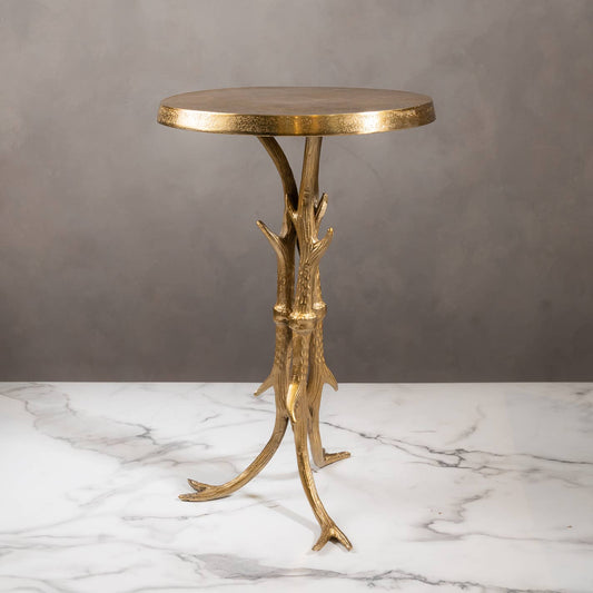 Textured Gold Antler Side Table