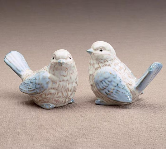 Pair of Porcelain Birds White/Delft Blue