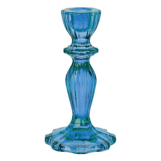 Pair of Blue Glass Candlestick Holders