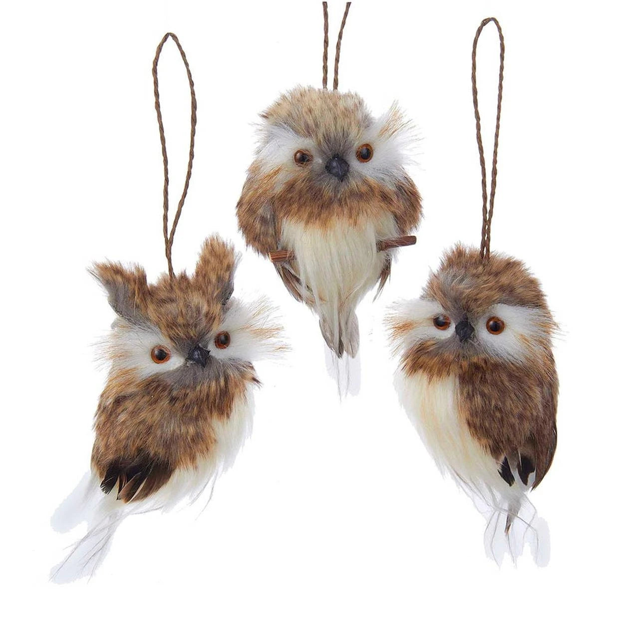 Furry Owl Ornament Asst.