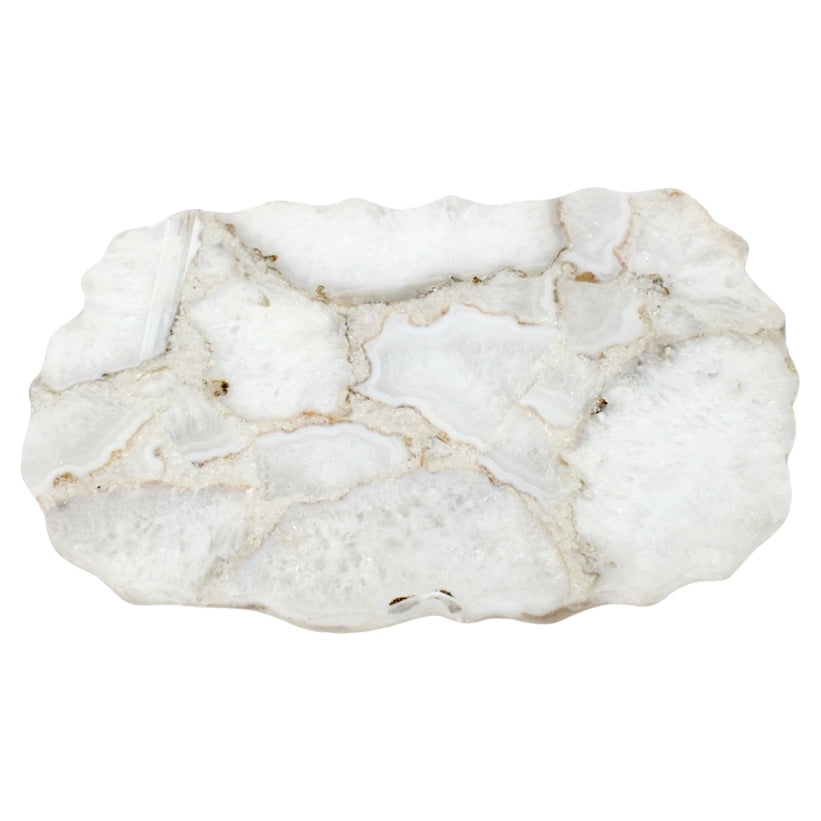 Large White Natural Organic Agate Platter