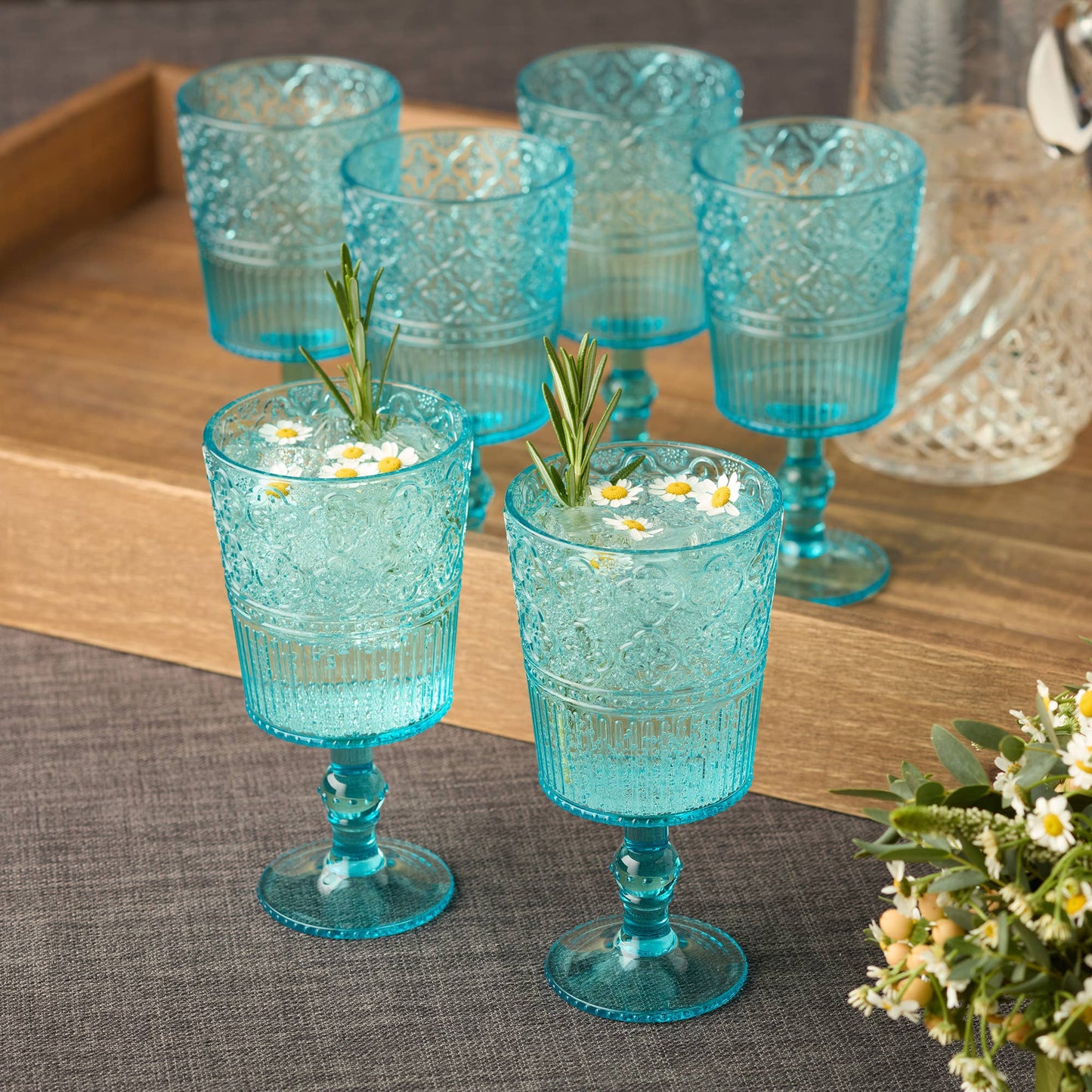 Victoria Aqua Acrylic Goblet, S/6