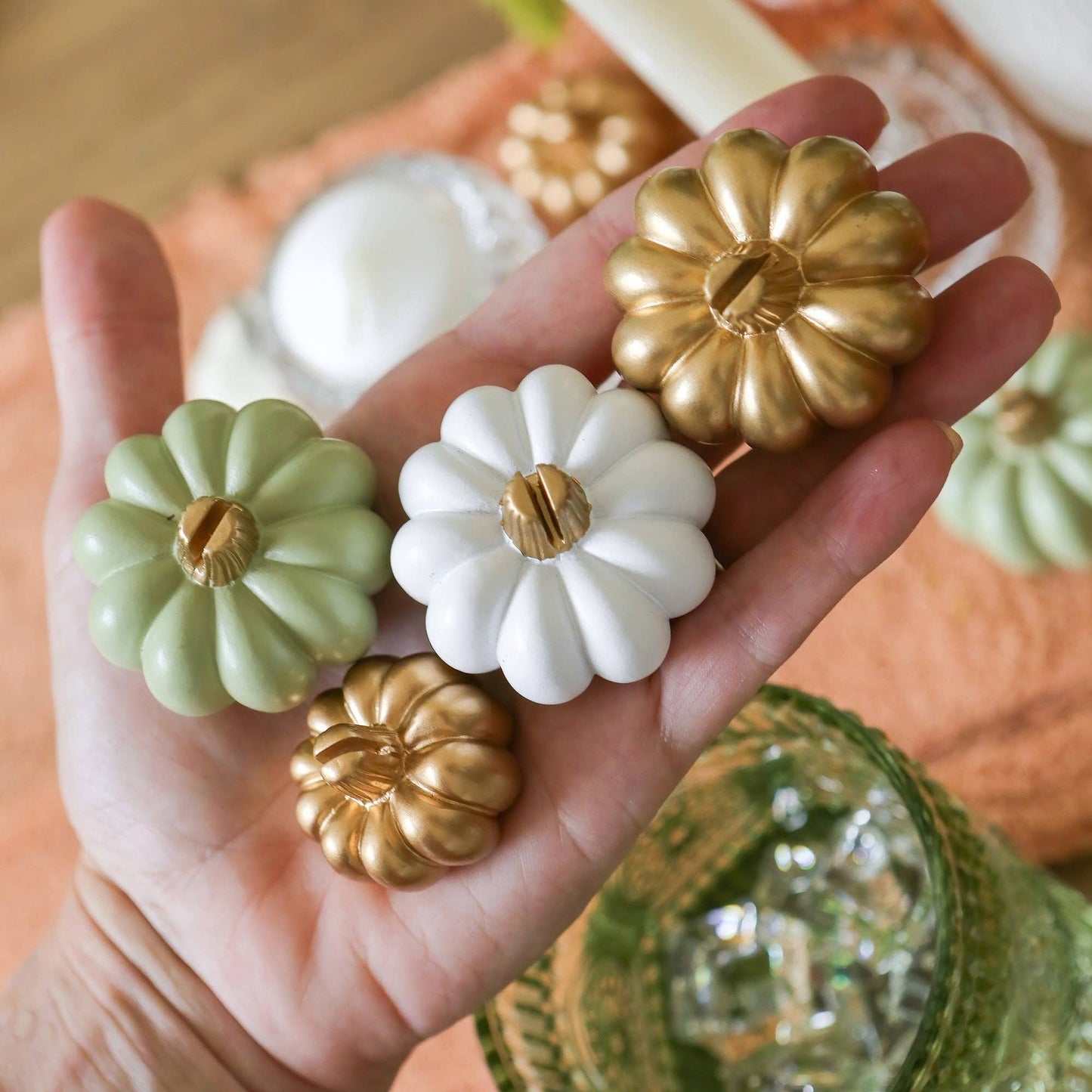 Sage Green Pumpkin Place Card Holder (Set of 6)
