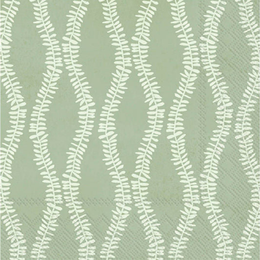 Paper Cocktail Napkins - Leaf And Stem Dark Green