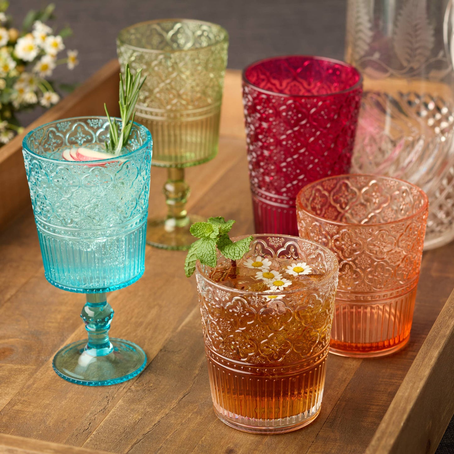 Victoria Aqua Acrylic Goblet, S/6