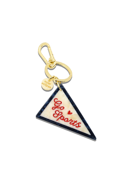 Hand-painted Go Sports Pendant Flag Bag Charm + Keychain