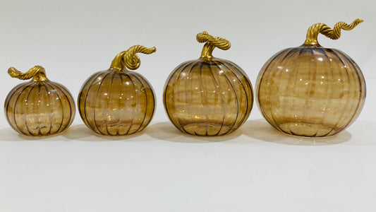 Blown Glass Pumpkin - Iridescent Cinnamon