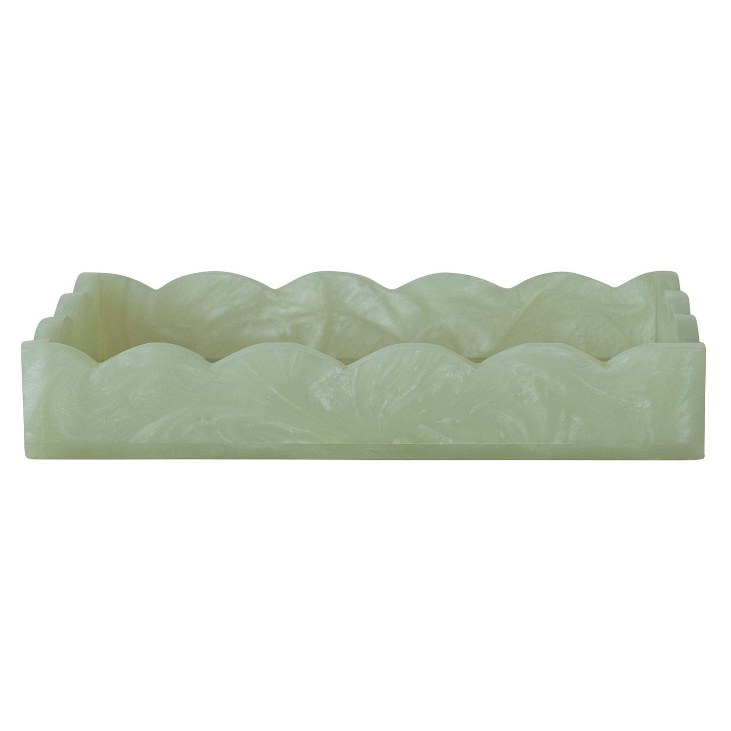 Handmade Resin Scalloped Tray-Absinthe Green