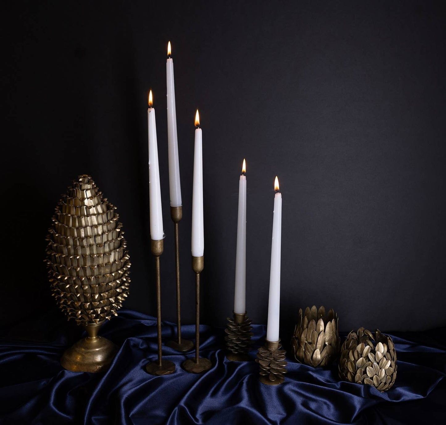 Candle Holder H 12" x Dia 2.25" Old Brass: OLD BRASS / IRON