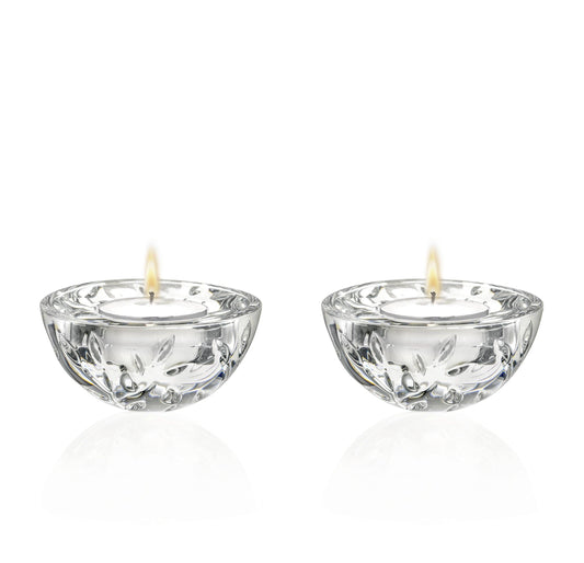 Round Crystal Tea Light Candle Holders - S/2