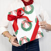 Continuous Roll Gift Wrap - Wreath w/Striped Bow