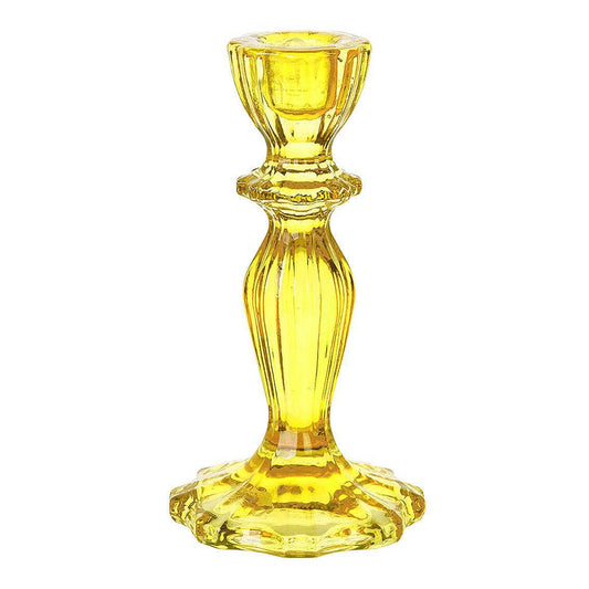 Pair of Yellow Glass Candlesticks