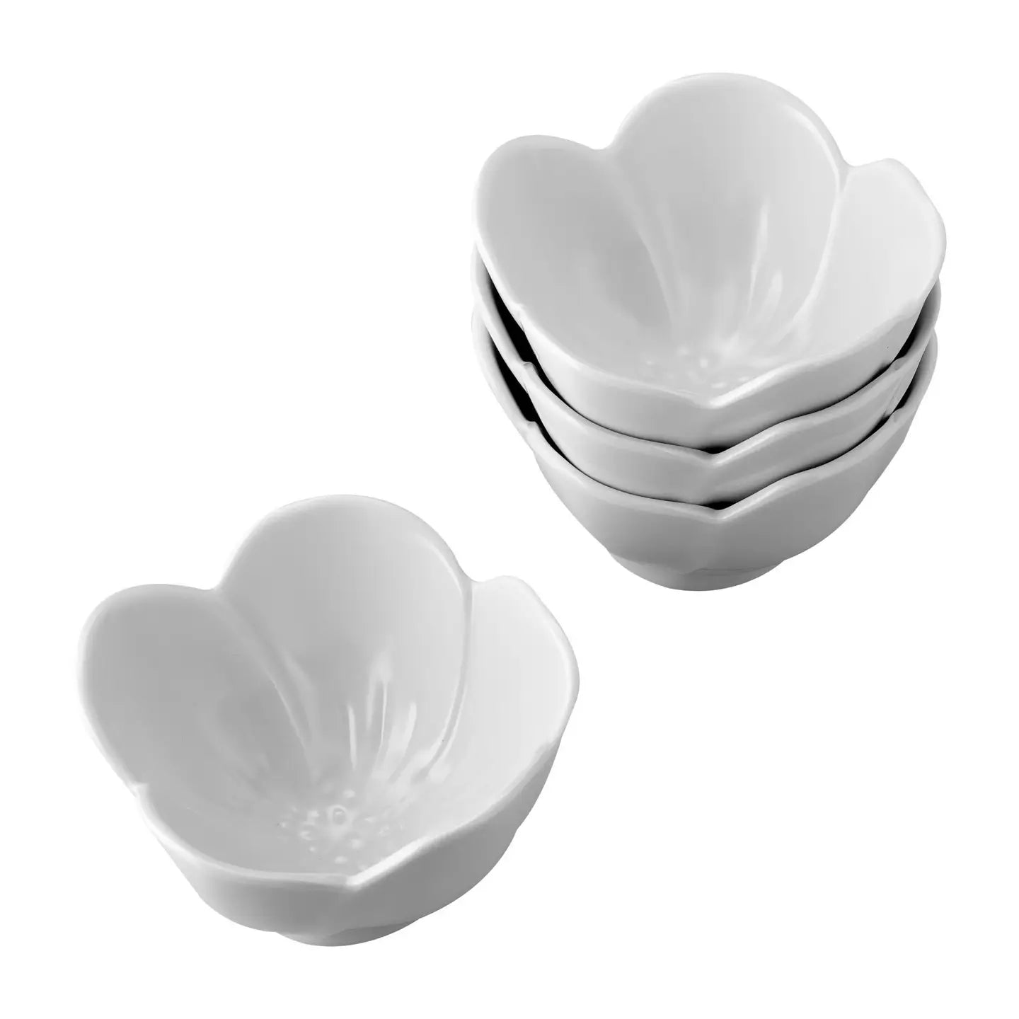 White Floral Melamine Dessert Bowl, Set of 4