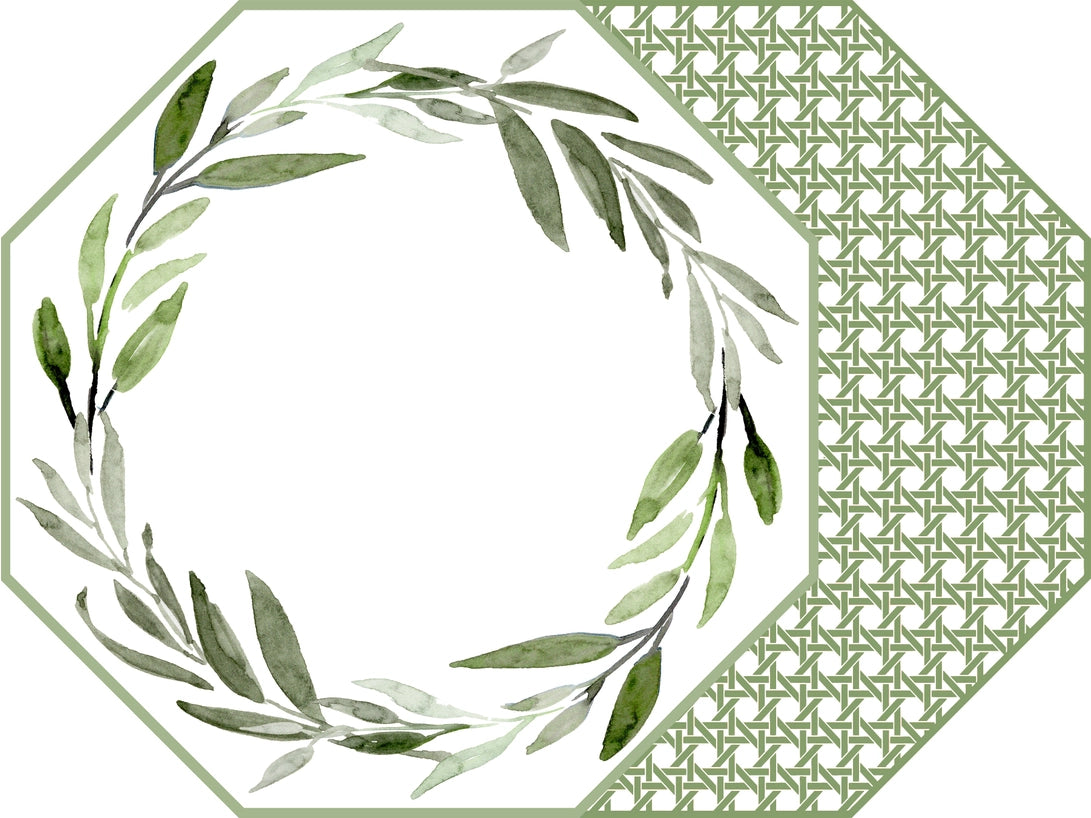 Octagonal Two Sided Watercolor Leaves: Saxon/Cane