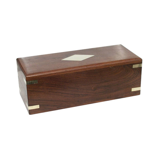 7-1/4" Wood Telescope Box with Brass Diamond Inlay