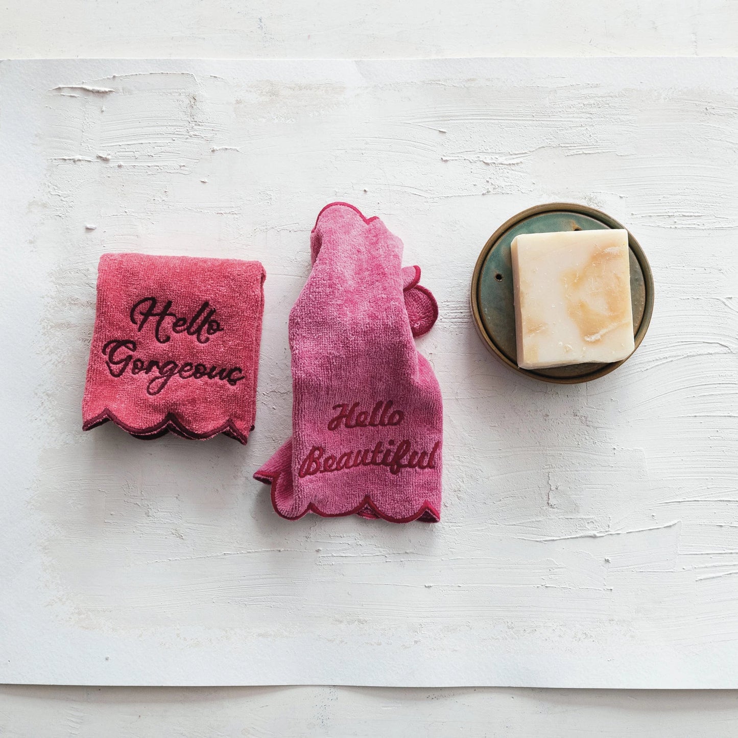 10" Square Cotton Face Towels-Hello Gorgeous!