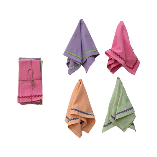 Square Cotton Napkins w/ Ric Rac Trim