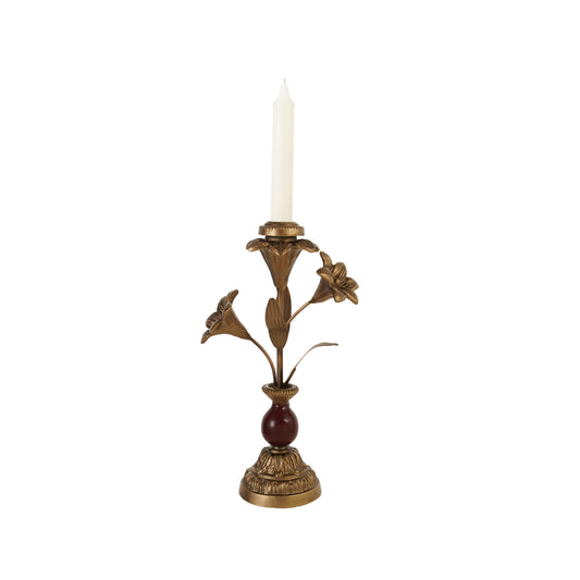 Cast Iron Taper Holder w/ Flowers