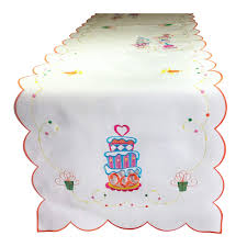 Embroidered Happy Birthday Table Runner -16x72