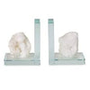White Quartz and Glass Crystal Bookends
