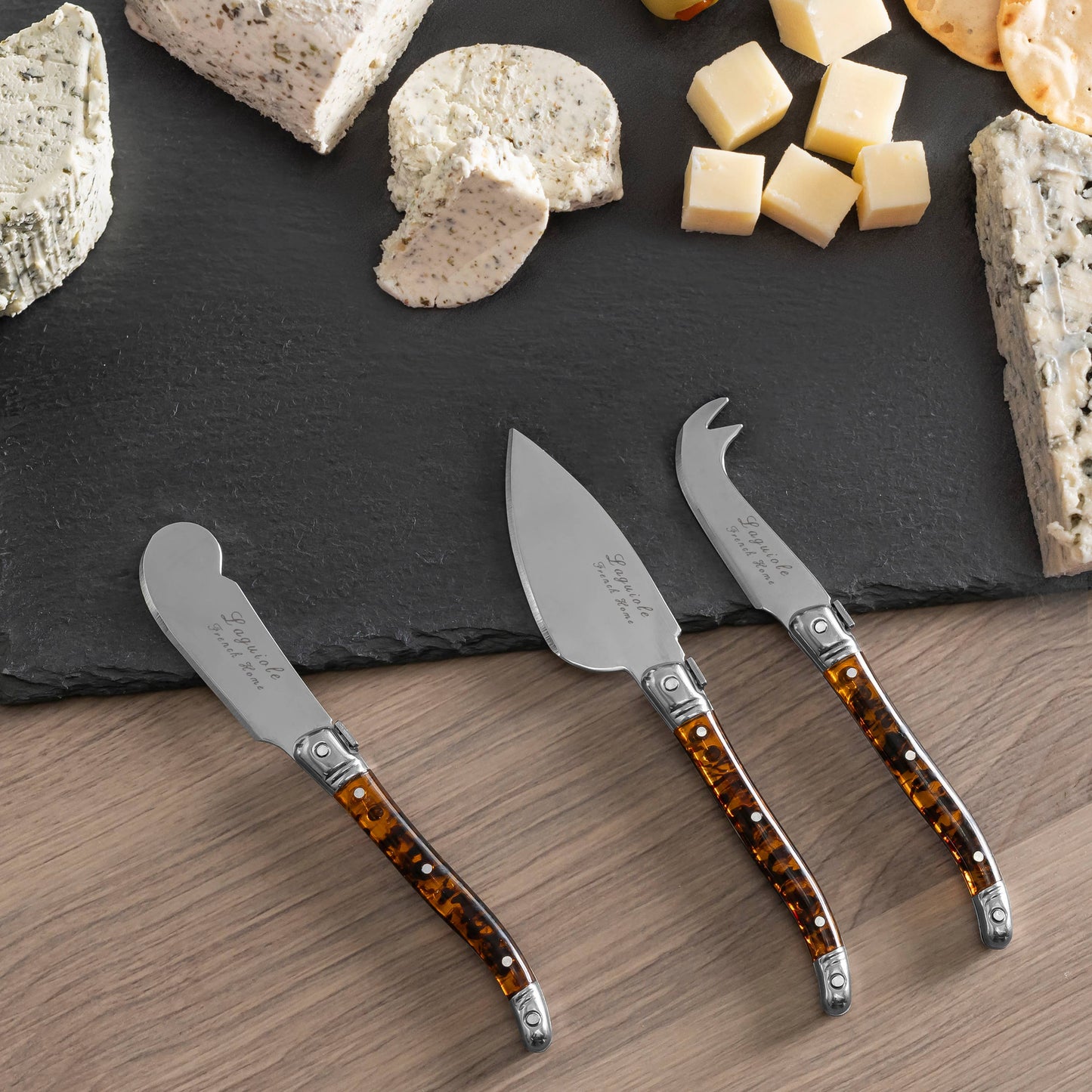 Laguiole 3-Pc Tortoise Shell Cheese Knife Set