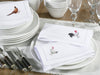 Embr'd Pheasant Hemstitch White Napkin S/4