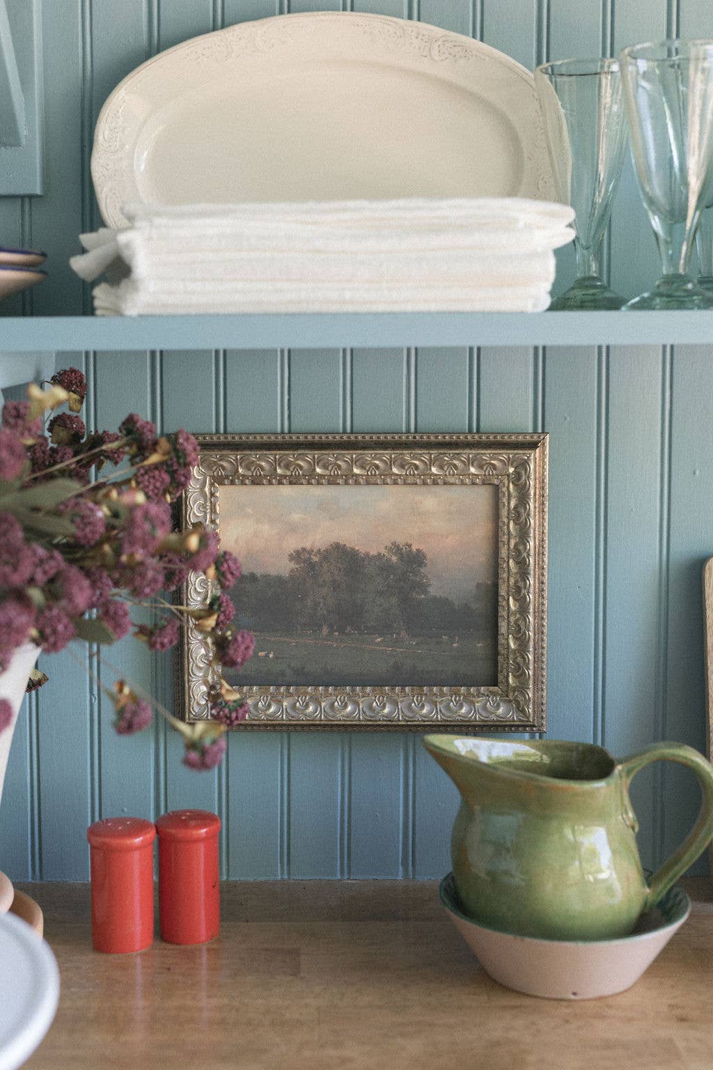 Sheep Farm Framed Antique Art: 7x5