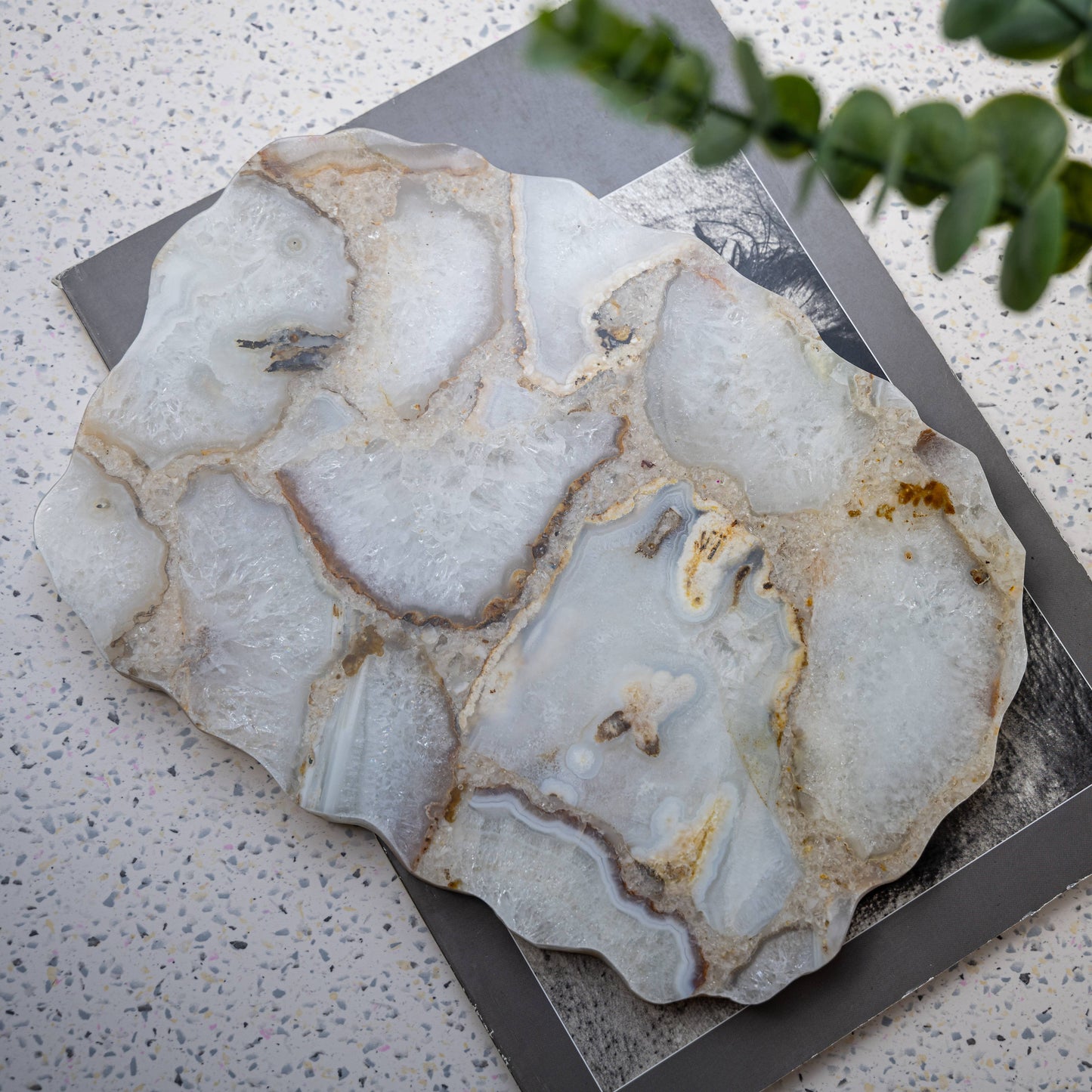 Medium White Natural Stone Agate Platter