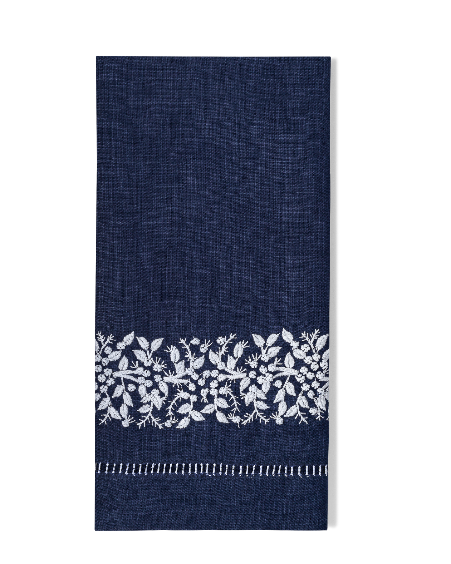 Jardin Linen Hand Towel: White on Taupe